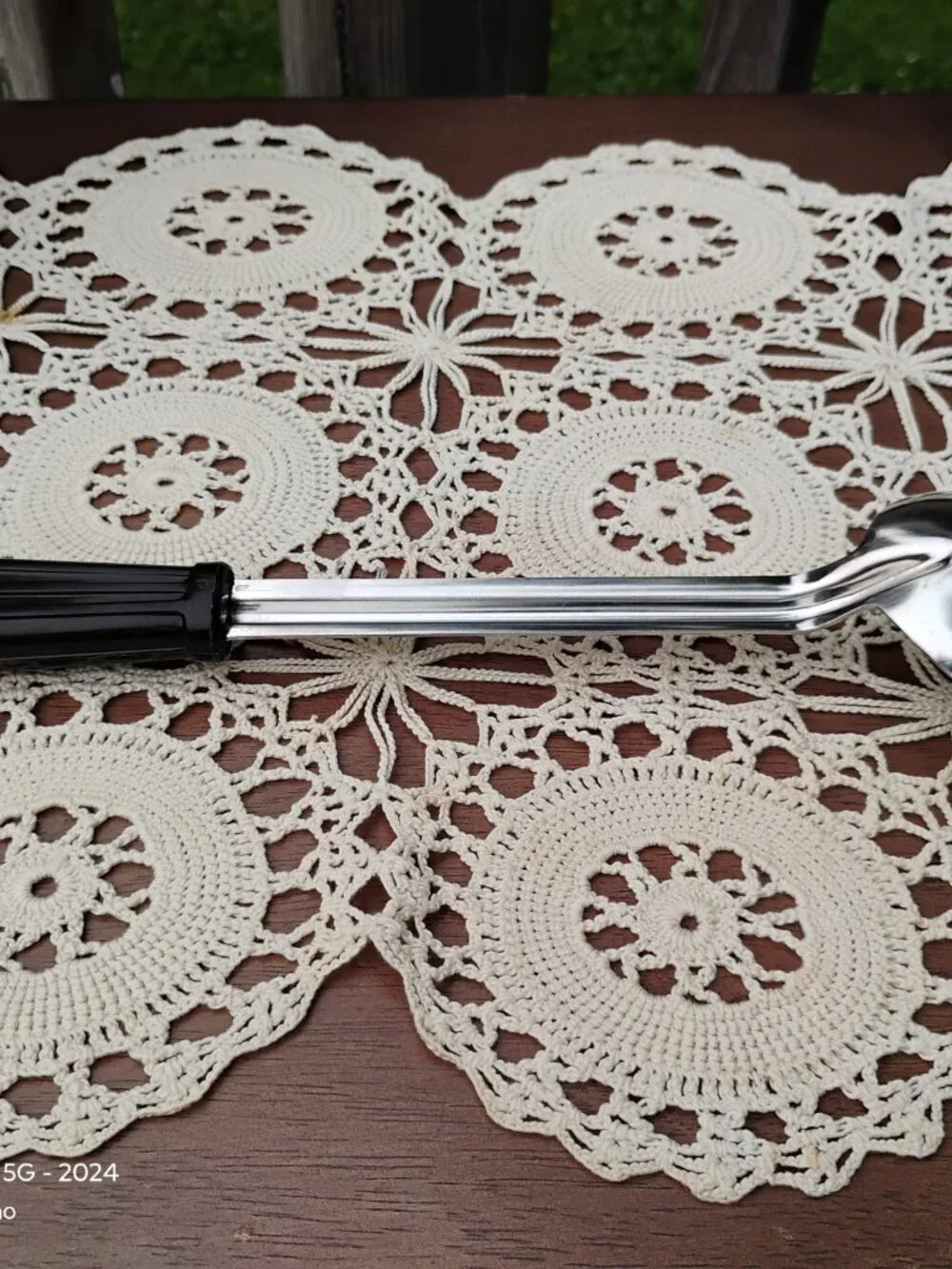 Vollrath 6014-1 Solid Serving Spoon Black Plastic Handle Stainless Steel vintage